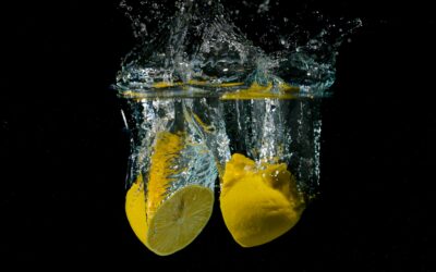 a couple of lemons that are under water